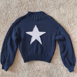 Navy Sweater with Baby Blue Star Design